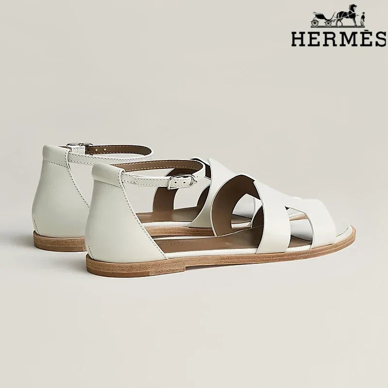 Herm¨¨s Santorini White Flat Sandals