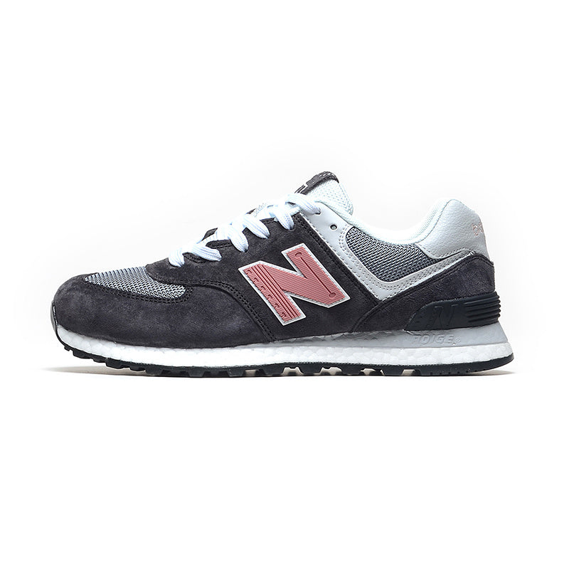 New Balance 574 Women's & Men's Charcoal & Pink Retro Sneakers