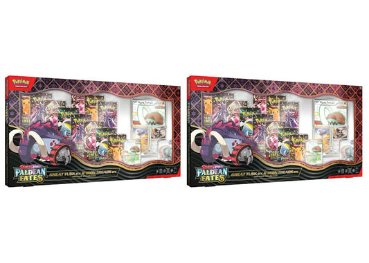 2025 Pok¨¦mon Scarlet & Violet Paldean Fates Great Tusk ex & Iron Treads ex Premium Collection Box 2x Lot