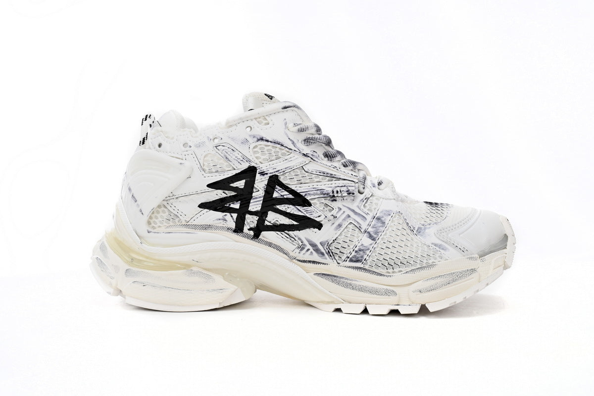 Balenciaga men's shoes Track Runner Sneaker ¨C Distressed Low-Top  balenciaga runners White and Black
