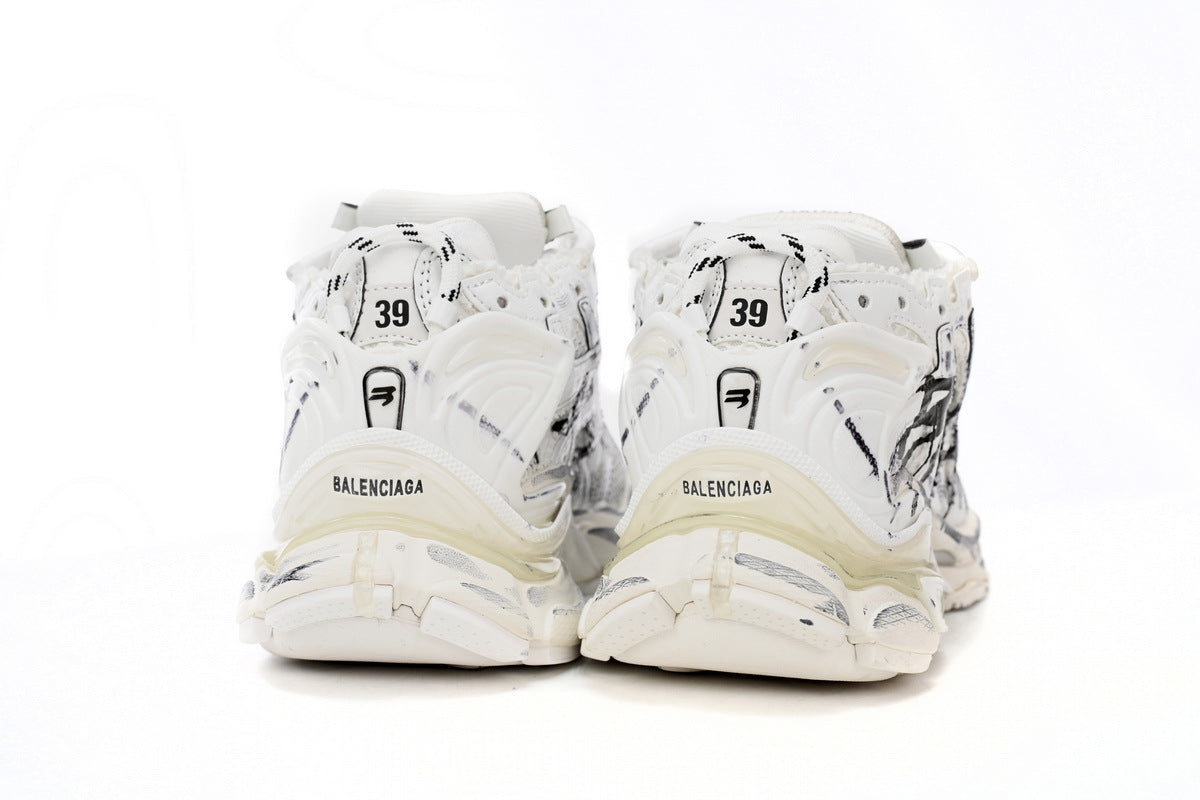 Balenciaga men's shoes Track Runner Sneaker ¨C Distressed Low-Top  balenciaga runners White and Black