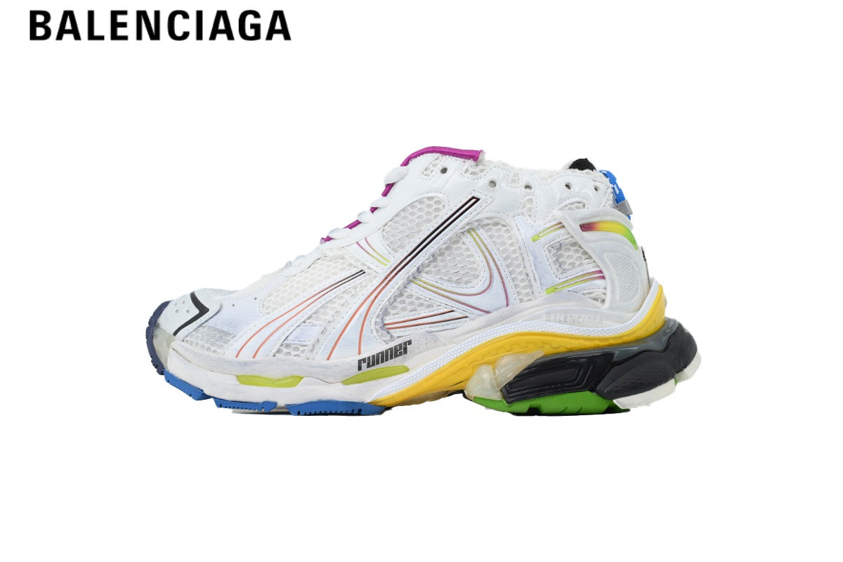 Balenciaga Runner Mid Sneaker ¡ª White Mesh & Multi-Color Synthetic Overlays