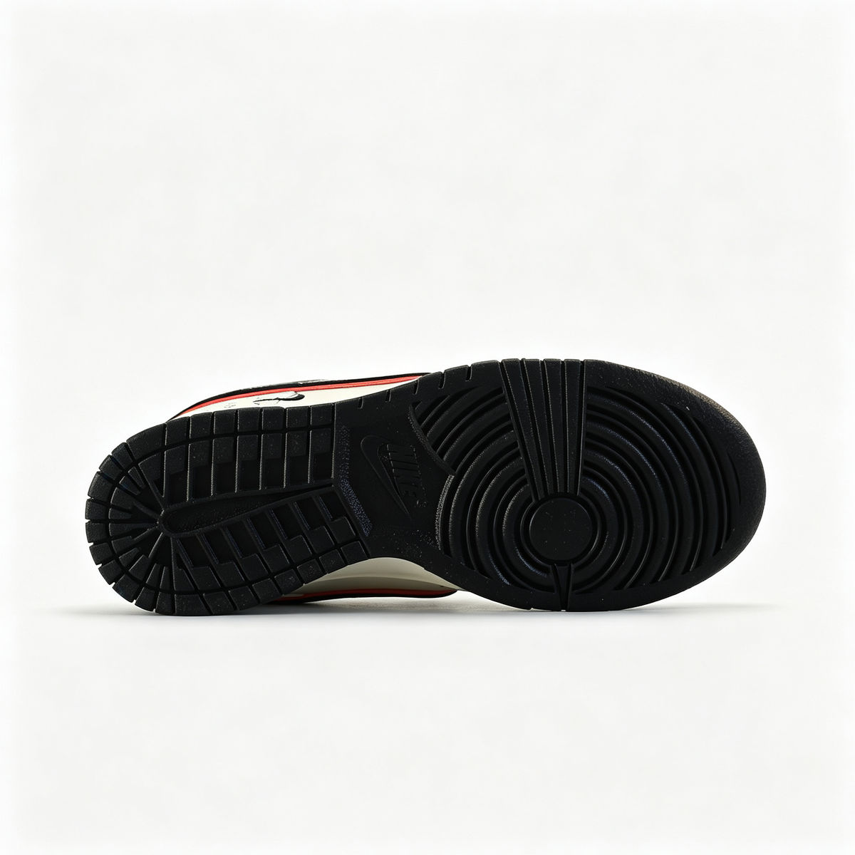 Nike Dunk Low Custom ¡ª Cream / Off-White / Black Monogram Print / Red Outline