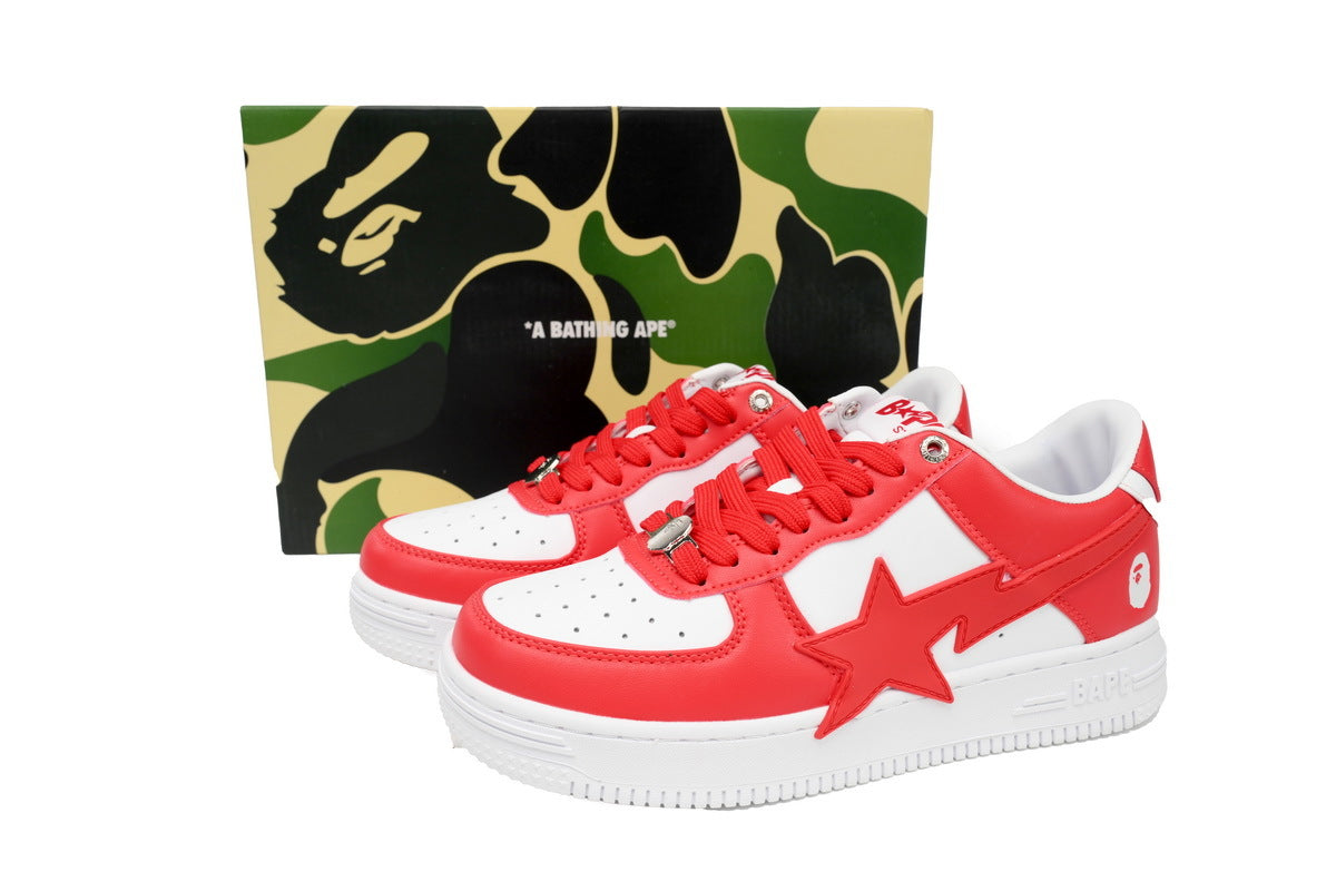 A BATHING APE BAPE STA Red & White Oversized-Star Sneakers | Women's & Men's Skate-Inspired Shoes