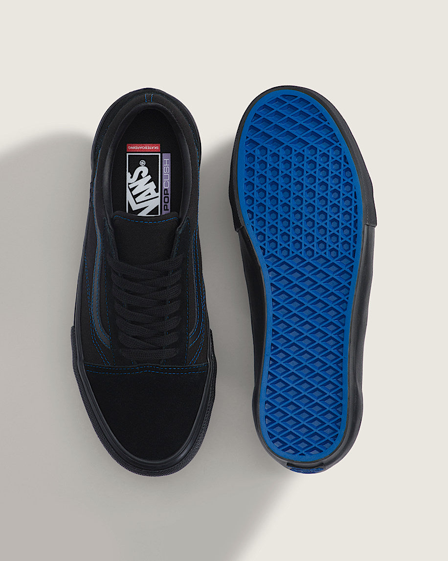 Vans Old Skool Black With Blue Stitching slip on shoes mens vans womens vans shoes slip on