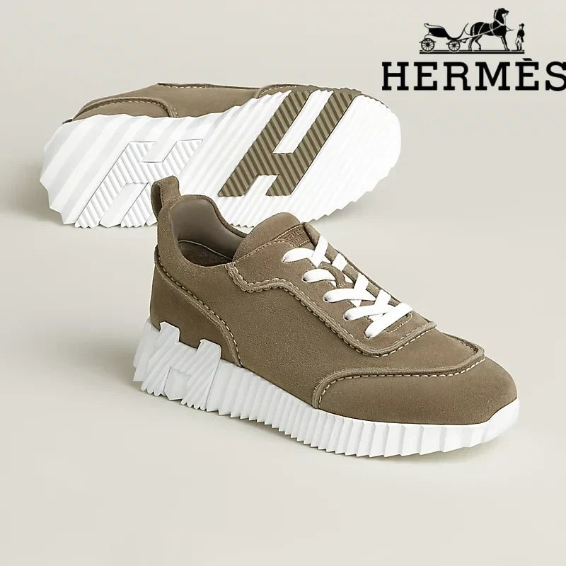Herm¨¨s womens shoes men sneaker Taupe Suede Bouncing Sneaker