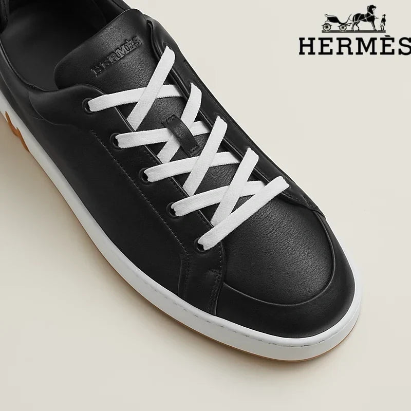 Herm¨¨s Black Leather Sneakers