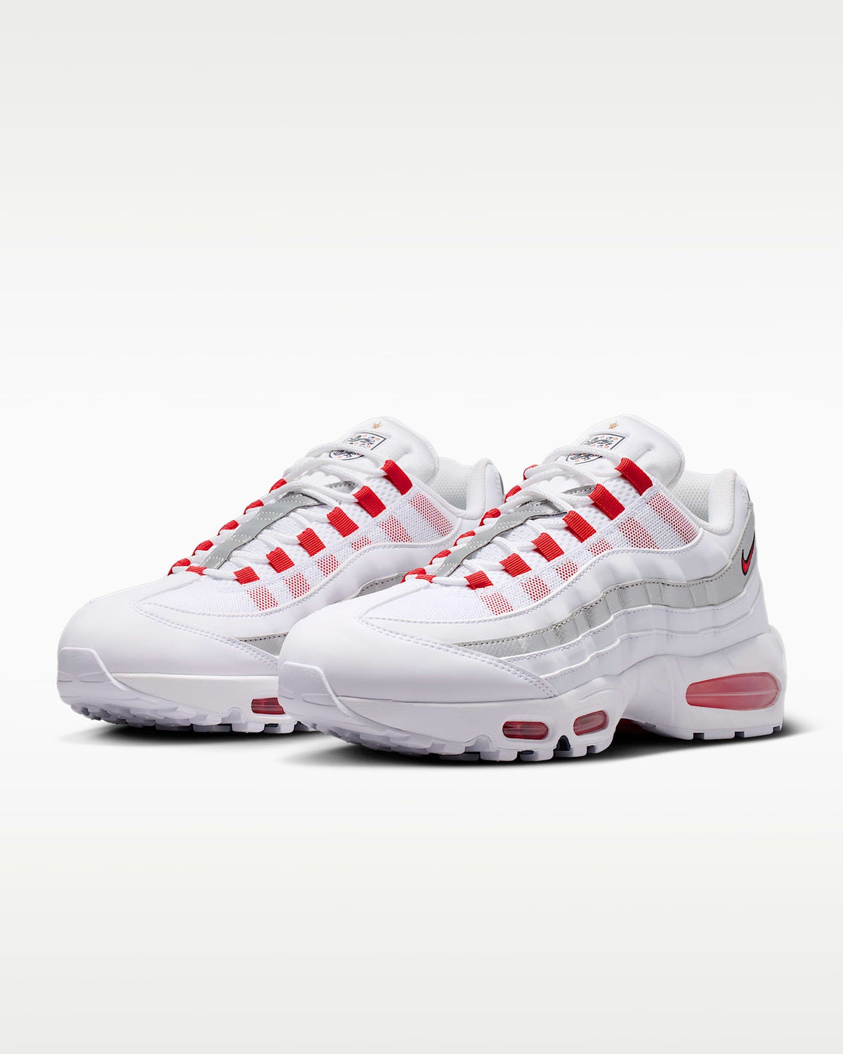 Nike Air Max 95 ¨C White / Silver / Red Mesh Athletic Sneakers