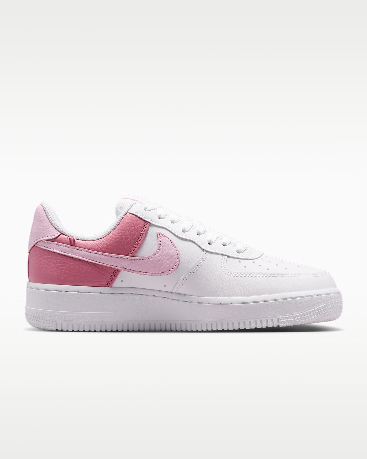 nike mens low top shoes Air Force 1 '07 White Two-Tone Pink Color-Block Sneakers