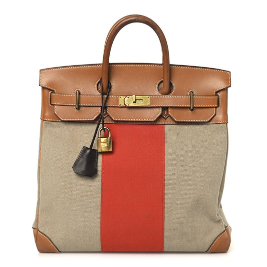 Toile Natural Barenia Flag HAC Birkin 40 Fauve Paprika