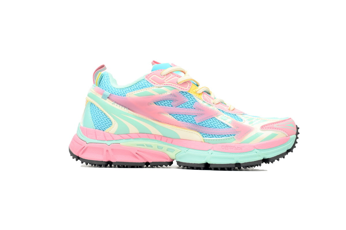 Off-White Be Right Back Women's Men's Shoes | Pink & Aqua Mesh Retro Sneakers