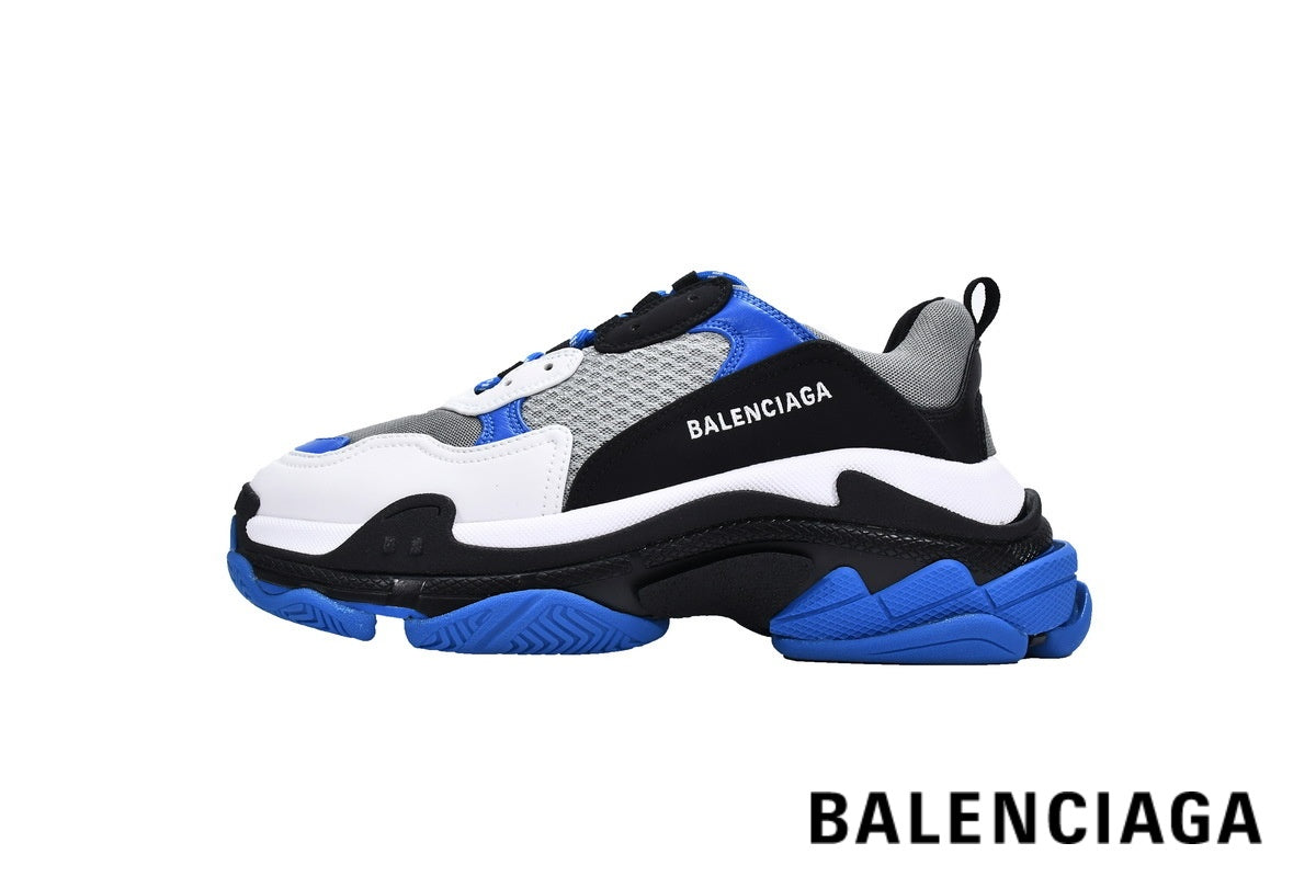 Balenciaga Triple S men's shoes  women sneakers ¨C White, Black & Blue