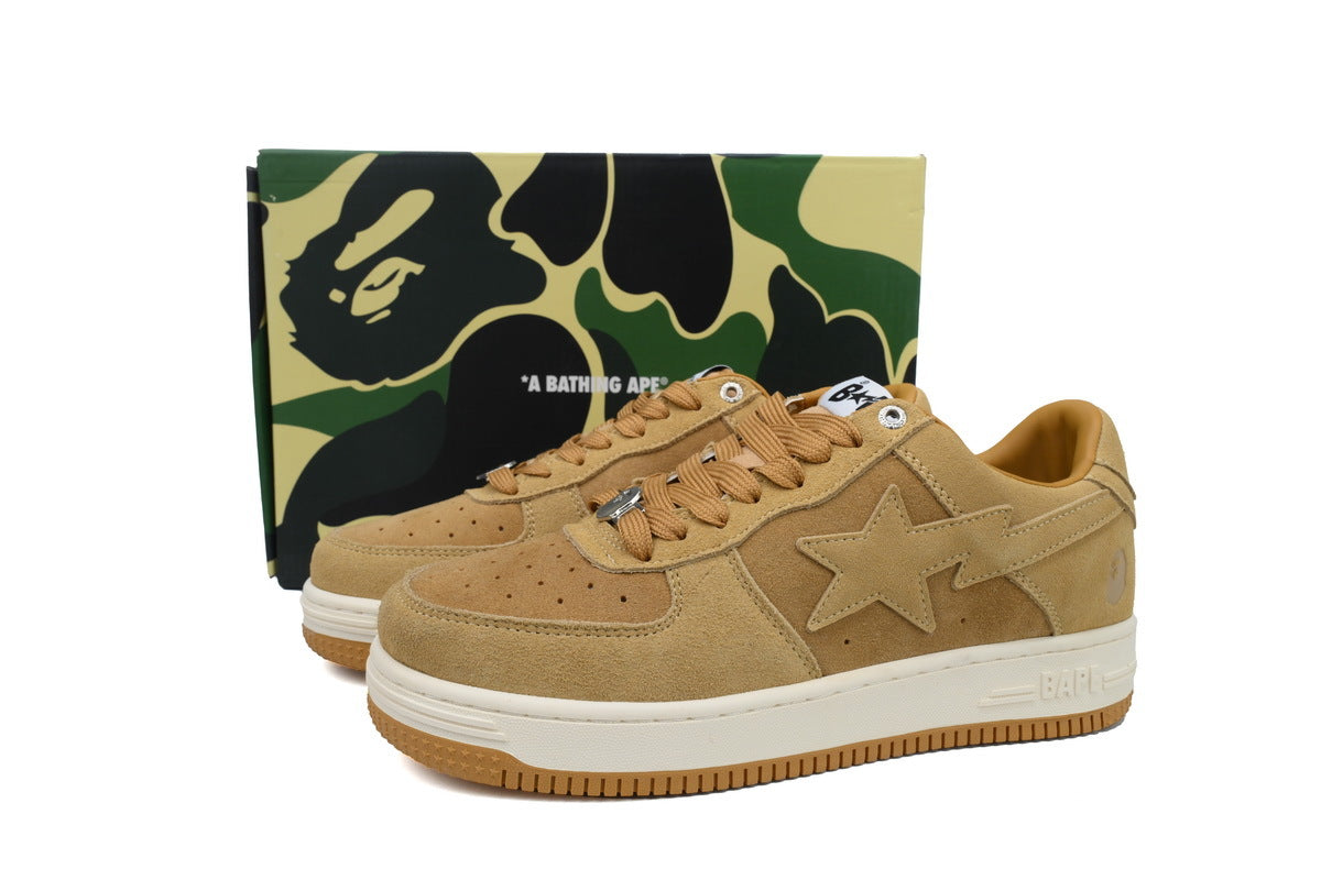 A BATHING APE BAPE STA Wheat Tan & Cream Sneakers | Women's & Men's Skate-Inspired Shoes